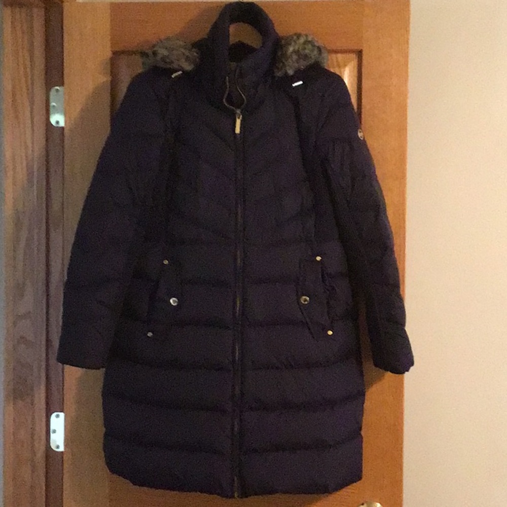 Purple Michael Michael Kors Down Coat with Removable Hood in Size Large